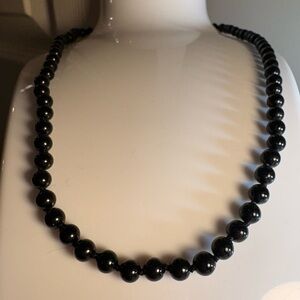 10k gold clasp Elegant Black Onyx Beaded Necklace